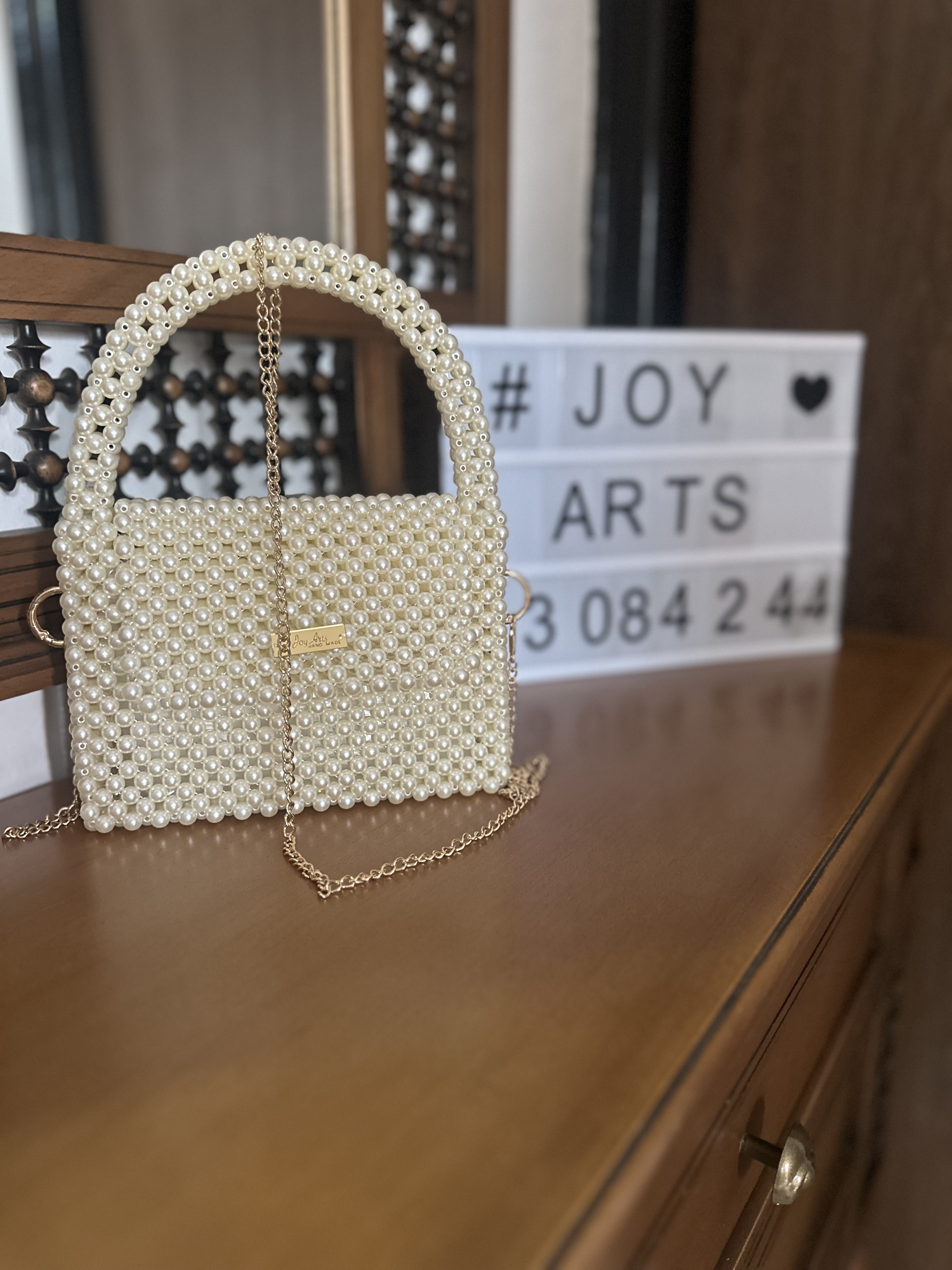 Sac blanc cassé en perle