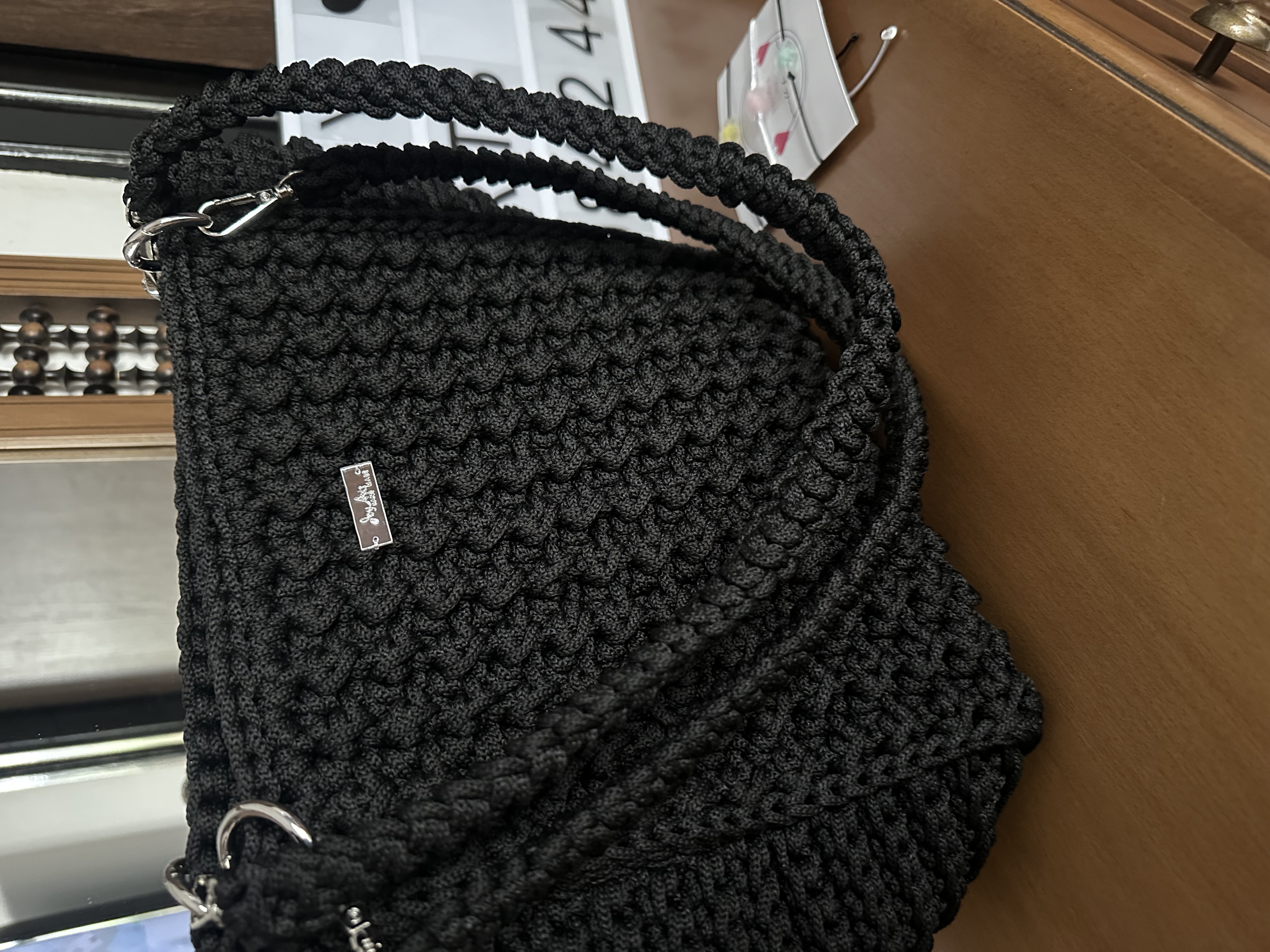 Cabas noir crochet
